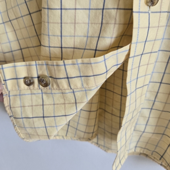 LL BEAN Shirt Mens L Long Sleeve Wrinkle Resistant Yellow Plaid Button Up Down - Picture 6 of 6